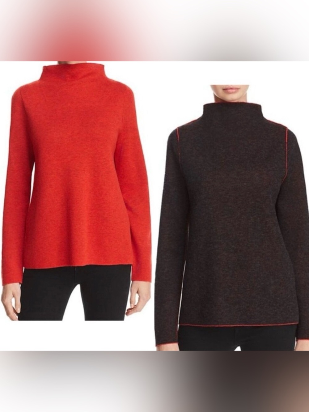 Eileen Fisher Wool Blend Reversible Funnel Neck Sweater